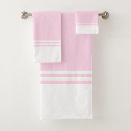 Roze en witte, eenvoudige strips bad handdoek (Insitu)