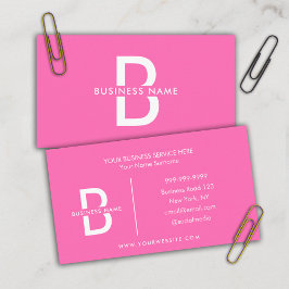 Roze en witte elegant monogram Modern Professional Visitekaartje