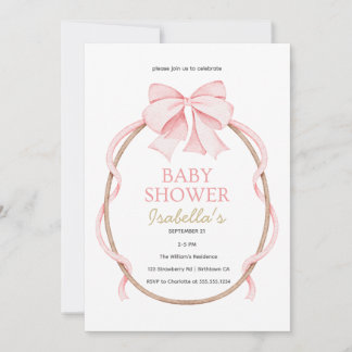 Roze en Witte Elegante Baby Shower Kaart