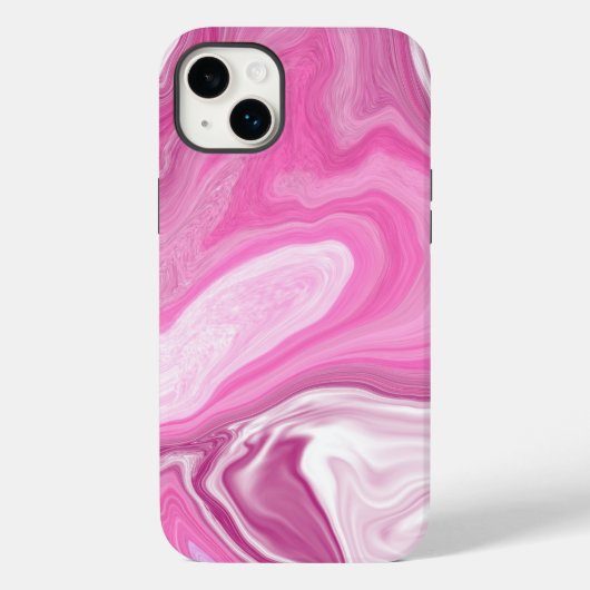 Roze en witte faux marmer Case-Mate iPhone case (Achterkant)