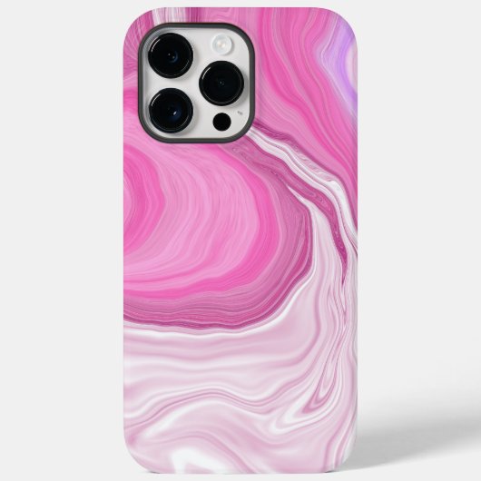 Roze en witte faux marmer Case-Mate iPhone case (Achterkant)