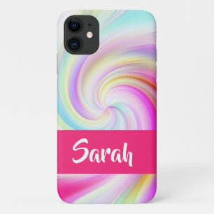 Roze en witte flacon met een beschermlaag iPhone 11 hoesje