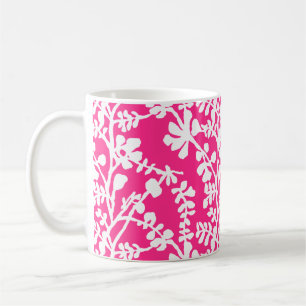 Roze en witte flora, herstellend patroon koffiemok