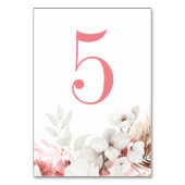 Roze en witte Floral Boho Elegant Table Number Kaart (Voorkant)
