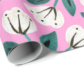 Roze en witte Floral Cadeaupapier (Rol Hoek)