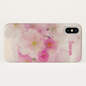 Roze en witte Floral Case-Mate iPhone Case (Achterkant (horizontaal))