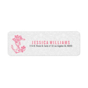 Roze en witte Floral Etiket