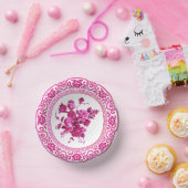 roze en witte Floral Papieren Kommen (Feest)