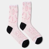Roze en witte Floral Sokken (Rechts)