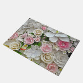 Roze en witte florale afdruk deurmat (Schuin)