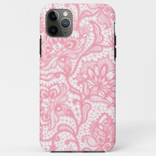 Roze en witte  florale kant iPhone 11 pro max hoesje