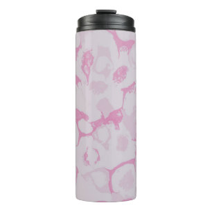 Roze en witte florale textiel thermosbeker