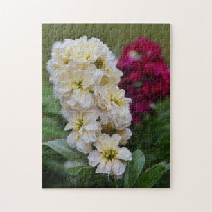 Roze en Witte Garden Flowers Puzzle Legpuzzel
