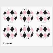 Roze en witte, gepersonaliseerde monogram envelop ronde sticker (Vel)