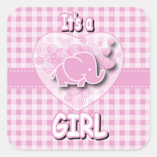 Roze en witte geplakt Baby Vierkante Sticker