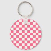 Roze en Witte Geruite Patroon Sleutelhanger (Voorkant)