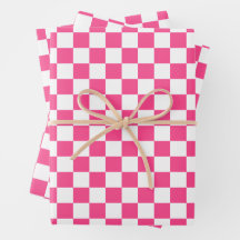 Roze en witte geruite print