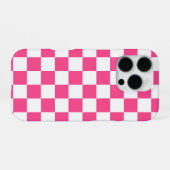 Roze en witte geruite print iPhone hoesje (Achterkant horizontaal)