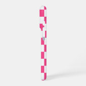 Roze en witte geruite print iPhone hoesje (Linkerkant)