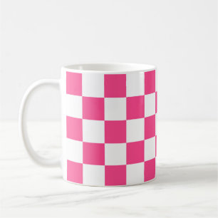 Roze en witte geruite print koffiemok