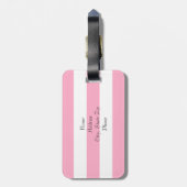 Roze en witte gestreept Bagagelabel (Achterkant verticaal)
