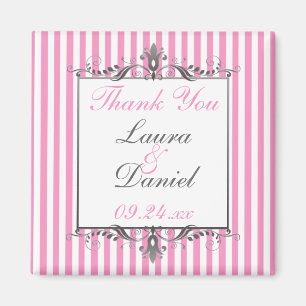 Roze en witte gestreept bruiloft voor Magnet Magneet