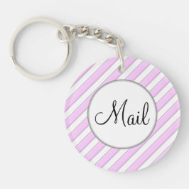 Roze en Witte Gestreepte Brievenbus Sleutelanhange Sleutelhanger