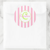 Roze en witte gestreepte Sticker met Limoen accent (Tas)