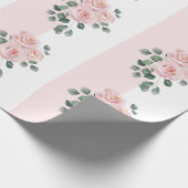 Roze en witte gestreepte waterverfrozen cadeaupapier (Hoek)