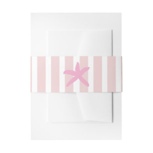 Roze en Witte Gestreepte Zeester Strand Sociale Cl Uitnodigingen Wikkel