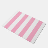 Roze en witte gestripte deurmat (Schuin)