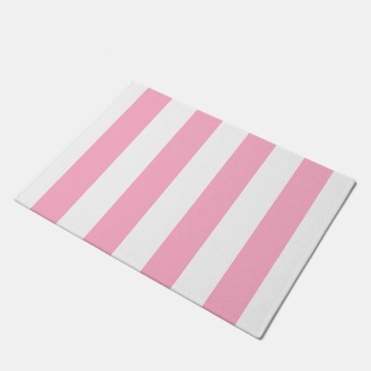 Roze en witte gestripte deurmat (Schuin)