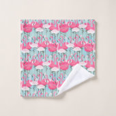 Roze en witte gewassen van vlamingos bad handdoek (Wasdoekje)
