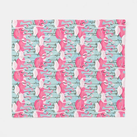 Roze en witte gewassen van vlamingos fleece deken (Voorkant (Horizontaal))
