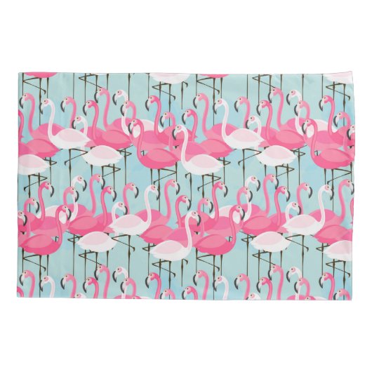 Roze en witte gewassen van vlamingos kussensloop (Achterkant-Links)