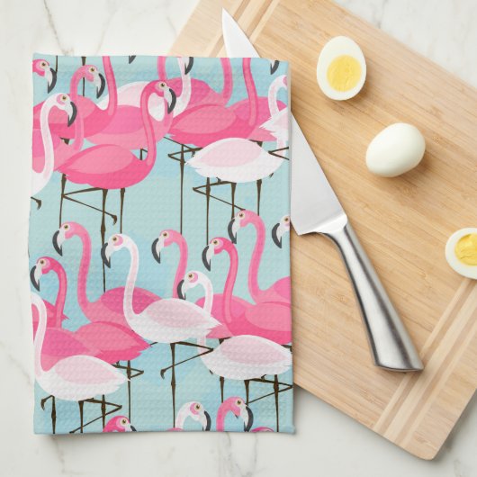 Roze en witte gewassen van vlamingos theedoek (Quarter Fold)