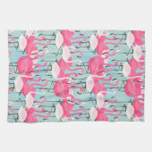 Roze en witte gewassen van vlamingos theedoek (Horizontaal)