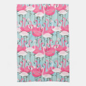 Roze en witte gewassen van vlamingos theedoek (Verticaal)