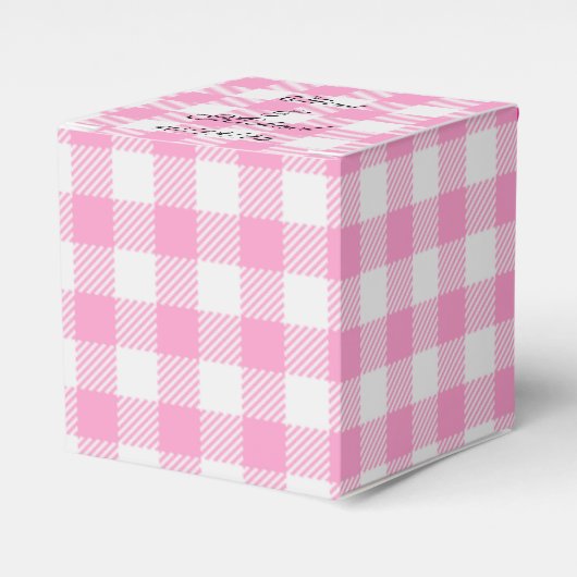 Roze en Witte Ghingham Custom Party Favorieten Box Bedankdoosjes (Voorkant Zijde)