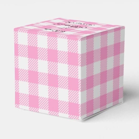 Roze en Witte Ghingham Custom Party Favorieten Box Bedankdoosjes (Achterkant)