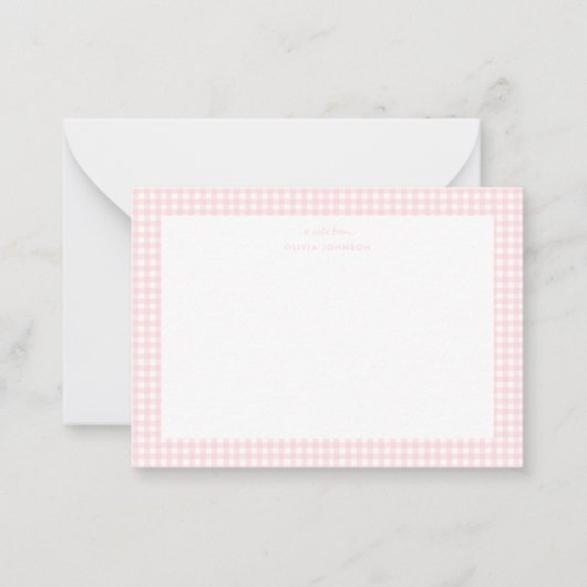Roze en witte gingang meisjesbriefkaart notitiekaartje (Voorkant)