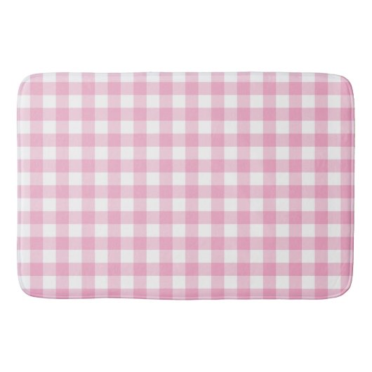 Roze en witte Gingham Buffalo Check Plaid Badmat (Voorkant)