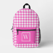 Roze en witte Gingham Check geruite Monogram Bedrukte Rugzak (Voorkant)