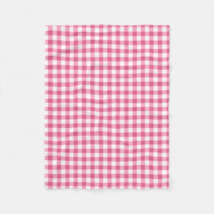 Roze en witte gingham Check Patroon Fleece Deken