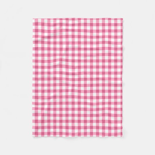 Roze en witte gingham Check Patroon Fleece Deken (Voorkant)