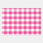 Roze en Witte Gingham Check Plaid Inpakpapier Vel (Voorkant 3)