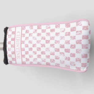 Roze en Witte Gingham Dames Golf Head Hoesje Golfheadcover
