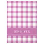 Roze en witte Gingham Gecontroleerde Patroonnaam A Klembord (Achterkant)