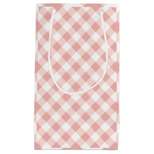 Roze en Witte Gingham Geruite Cadeautas