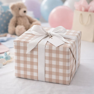Roze en witte gingham geruite ruitjespatroon cadeaupapier